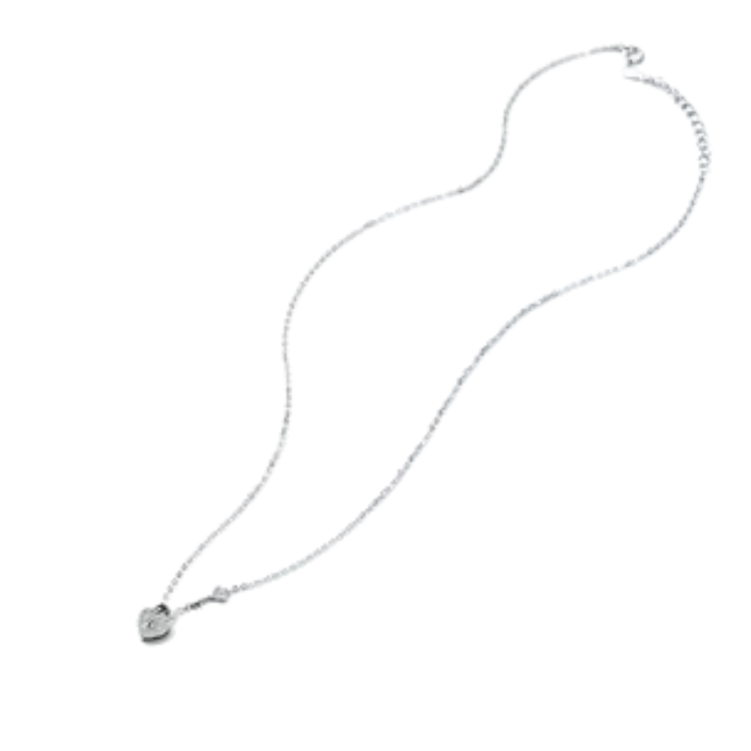 Women’s White Gold Heart Lock Necklace