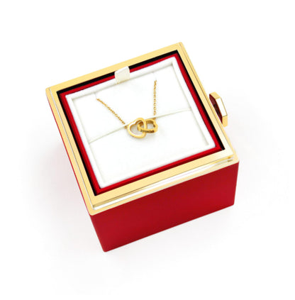 Engraved Double Ring Heart Necklace