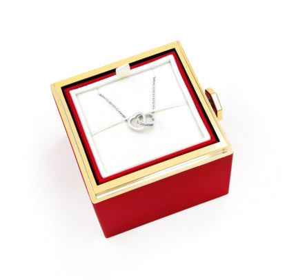 Engraved Double Ring Heart Necklace