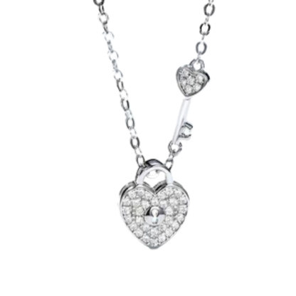Women’s White Gold Heart Lock Necklace