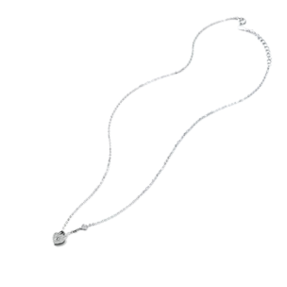 Women’s White Gold Heart Lock Necklace