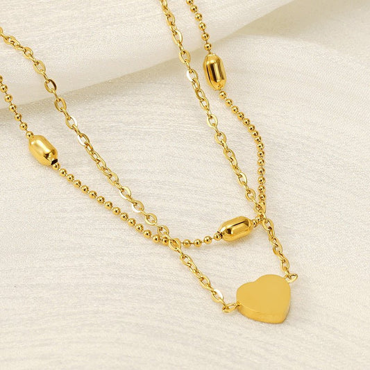 Love Oval Bead Titanium Necklace