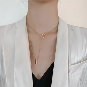 Geometric Double-Layer Necklace
