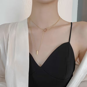 Geometric Double-Layer Necklace