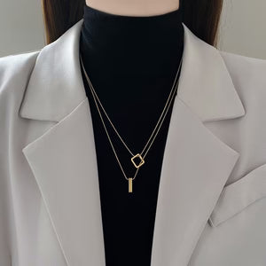 Geometric Double-Layer Necklace