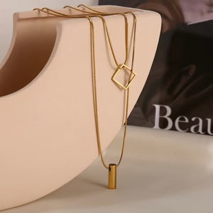 Geometric Double-Layer Necklace