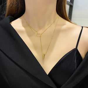 Geometric Double-Layer Necklace