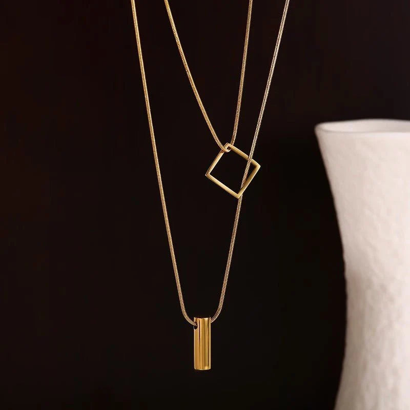 Geometric Double-Layer Necklace