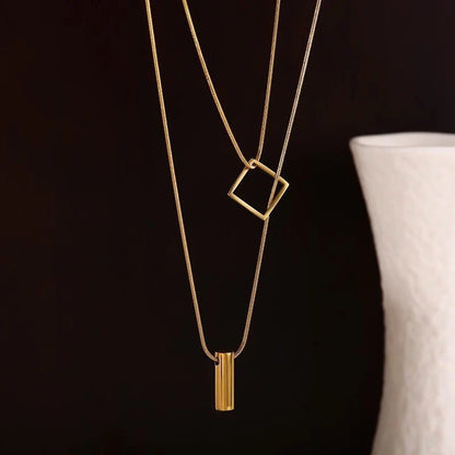 Geometric Double-Layer Necklace