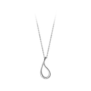 Silver Hollow Drop Necklace