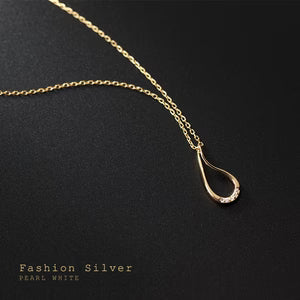 Silver Hollow Drop Necklace