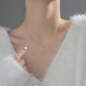 Silver Hollow Drop Necklace